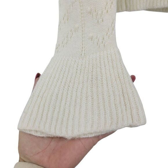 Tularosa Womens Ivory Ruffle Knit Sweater S Wool Bell Sleeve Feminine Soft Girl - Picture 8 of 12
